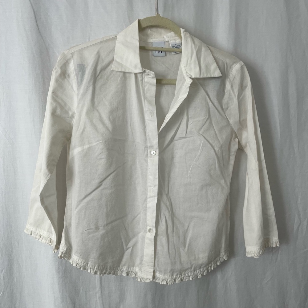 GAP Ruffle Trim Button Down Shirt